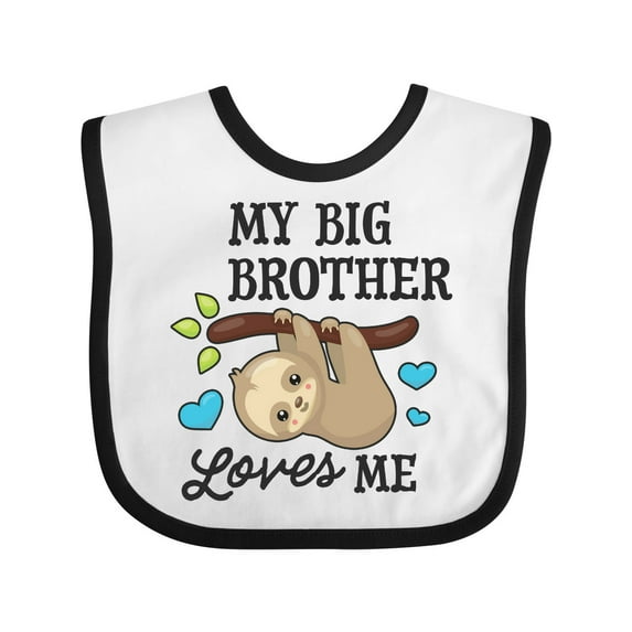 Inktastic My Big Brother Loves Me with Sloth and Hearts Boys or Girls Baby Bib