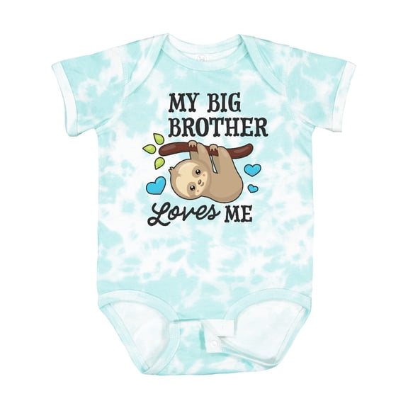 Inktastic My Big Brother Loves Me with Sloth and Hearts Boys or Girls Baby Bodysuit