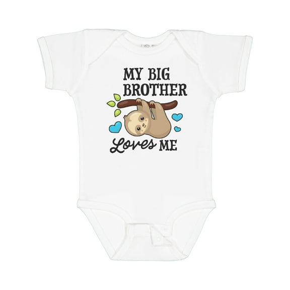 Inktastic My Big Brother Loves Me with Sloth and Hearts Boys or Girls Baby Bodysuit