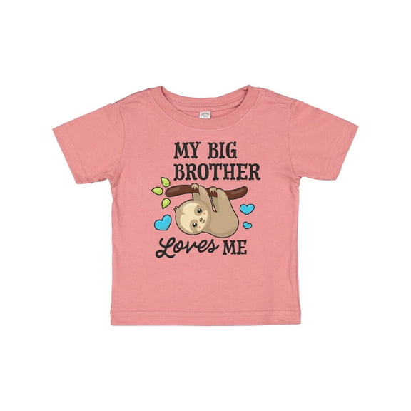 Inktastic My Big Brother Loves Me with Sloth and Hearts Boys or Girls Baby T-Shirt