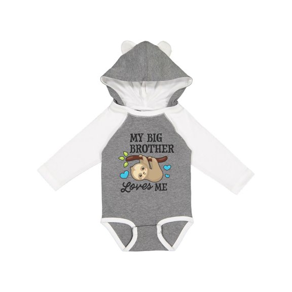 Inktastic My Big Brother Loves Me with Sloth and Hearts Boys or Girls Long Sleeve Baby Bodysuit