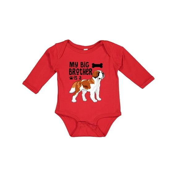 Inktastic My Big Brother is a Saint Bernard Boys or Girls Long Sleeve Baby Bodysuit