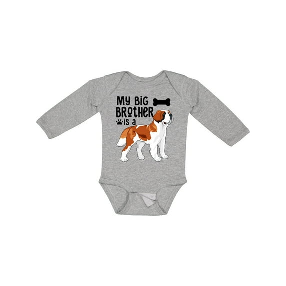 Inktastic My Big Brother is a Saint Bernard Boys or Girls Long Sleeve Baby Bodysuit