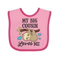 thumbnail image 1 of Inktastic My Big Cousin Loves Me with Sloth and Hearts Boys or Girls Baby Bib, 1 of 4