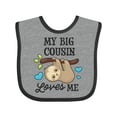 thumbnail image 1 of Inktastic My Big Cousin Loves Me with Sloth and Hearts Boys or Girls Baby Bib, 1 of 4