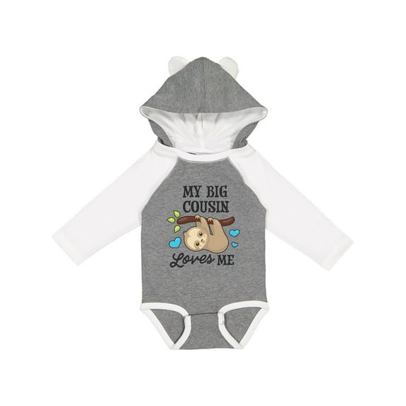 Inktastic My Big Cousin Loves Me with Sloth and Hearts Boys or Girls Long Sleeve Baby Bodysuit