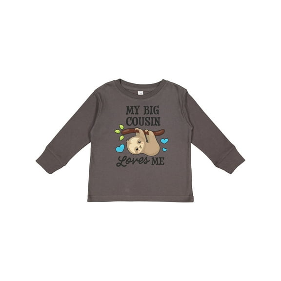 Inktastic My Big Cousin Loves Me with Sloth and Hearts Boys or Girls Long Sleeve Toddler T-Shirt