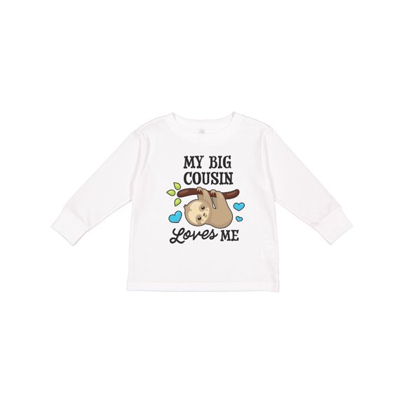 Inktastic My Big Cousin Loves Me with Sloth and Hearts Boys or Girls Long Sleeve Toddler T-Shirt