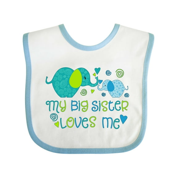 Inktastic My Big Sister Loves Me Cute Elephants Boys or Girls Baby Bib