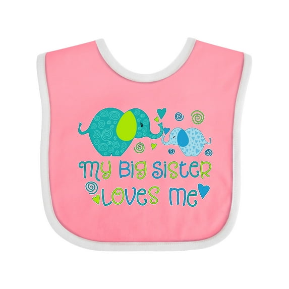 Inktastic My Big Sister Loves Me Cute Elephants Boys or Girls Baby Bib