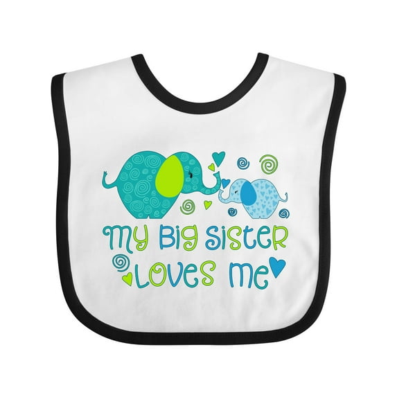 Inktastic My Big Sister Loves Me Cute Elephants Boys or Girls Baby Bib