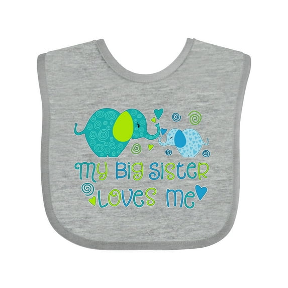 Inktastic My Big Sister Loves Me Cute Elephants Boys or Girls Baby Bib