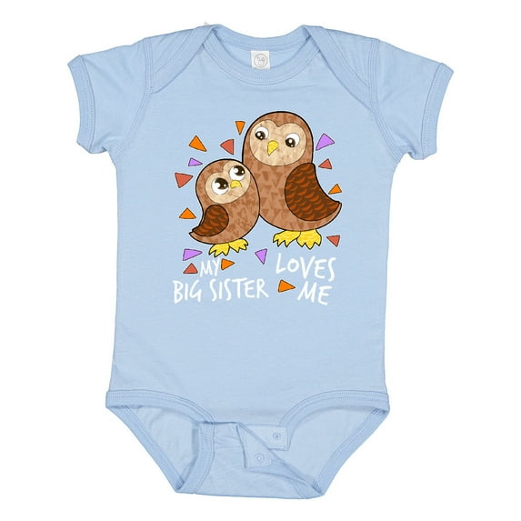 Inktastic My Big Sister Loves Me- Cute Owl Family Boys or Girls Baby Bodysuit