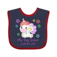 thumbnail image 1 of Inktastic My Big Sister Loves Me- Cute Unicorn Boys or Girls Baby Bib, 1 of 4