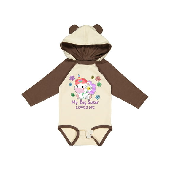 Inktastic My Big Sister Loves Me Cute Unicorn Boys or Girls Long Sleeve Baby Bodysuit
