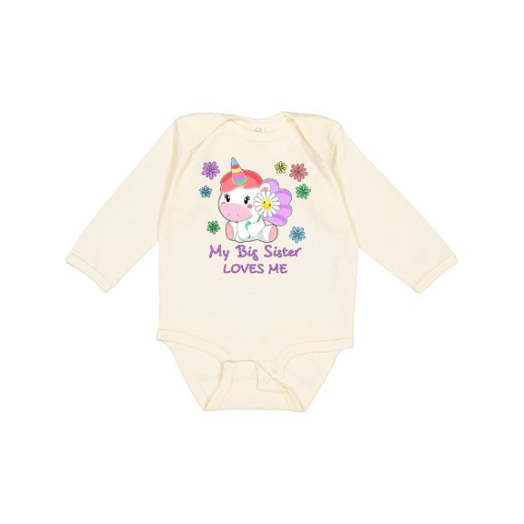 Inktastic My Big Sister Loves Me Cute Unicorn Boys or Girls Long Sleeve Baby Bodysuit
