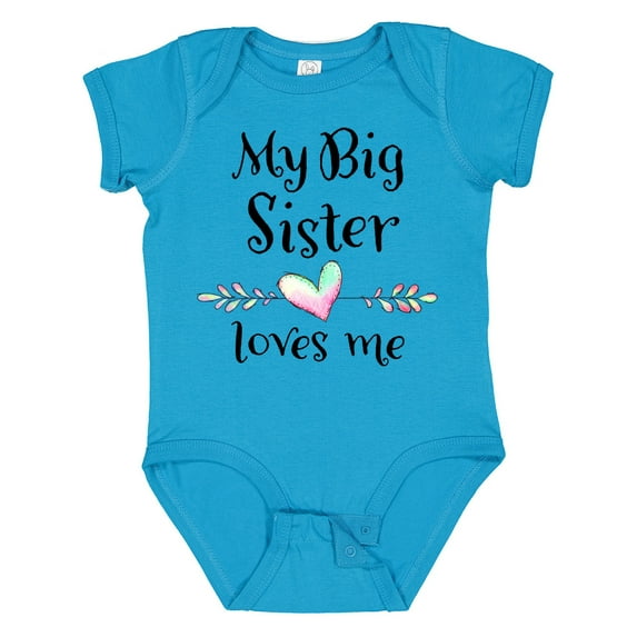 Inktastic My Big Sister Loves Me- Heart Boys or Girls Baby Bodysuit