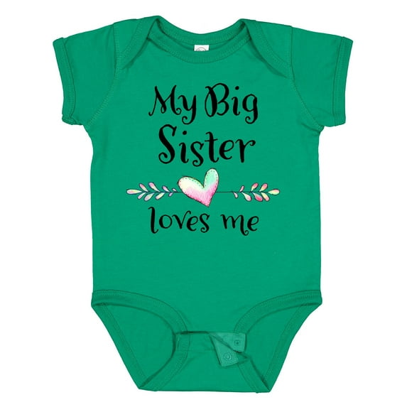Inktastic My Big Sister Loves Me- Heart Boys or Girls Baby Bodysuit