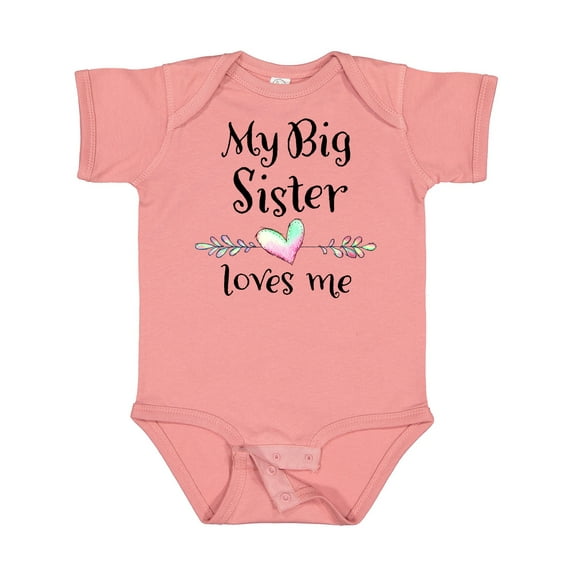 Inktastic My Big Sister Loves Me- Heart Boys or Girls Baby Bodysuit
