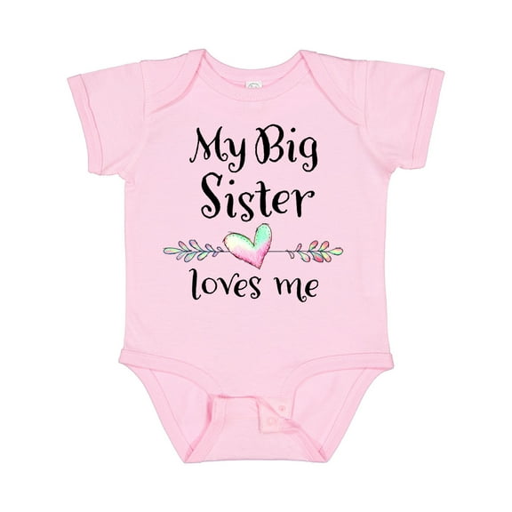 Inktastic My Big Sister Loves Me- Heart Boys or Girls Baby Bodysuit