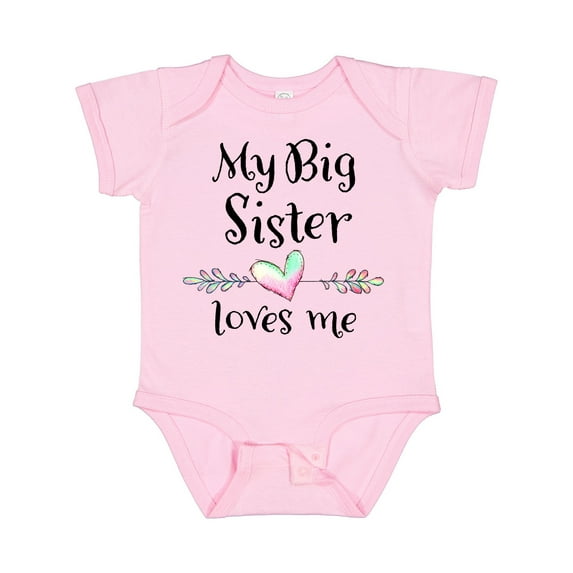 Inktastic My Big Sister Loves Me- Heart Boys or Girls Baby Bodysuit