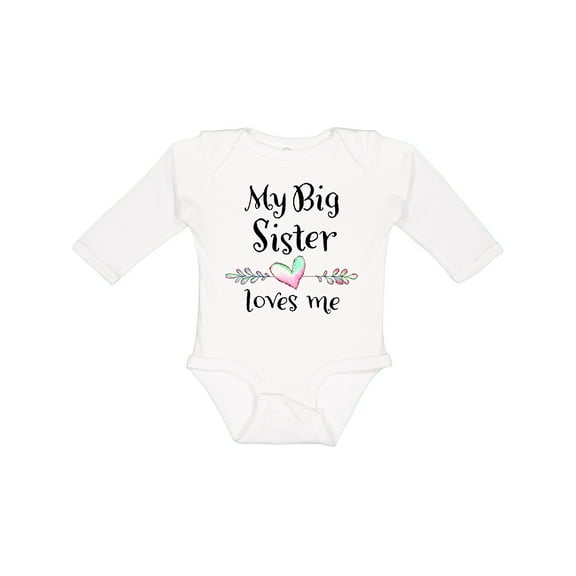 Inktastic My Big Sister Loves Me- Heart Boys or Girls Long Sleeve Baby Bodysuit