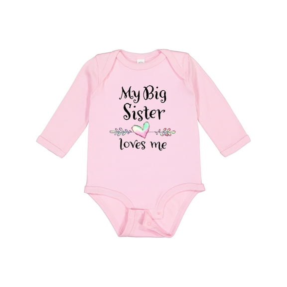 Inktastic My Big Sister Loves Me- Heart Boys or Girls Long Sleeve Baby Bodysuit