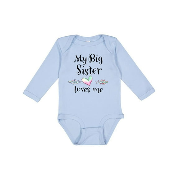 Inktastic My Big Sister Loves Me- Heart Boys or Girls Long Sleeve Baby Bodysuit