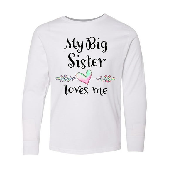 Inktastic My Big Sister Loves Me- Heart Long Sleeve Youth T-Shirt