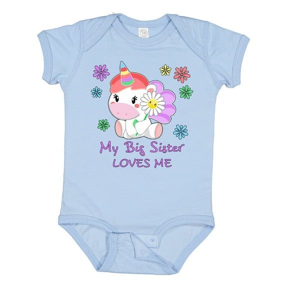 Inktastic My Big Sister Loves Me Cute Unicorn Boys or Girls Baby Bodysuit