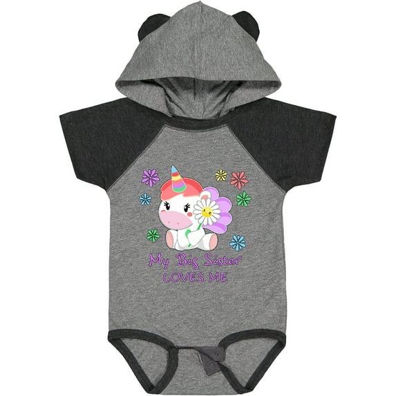 Inktastic My Big Sister Loves Me Cute Unicorn Boys or Girls Baby Bodysuit