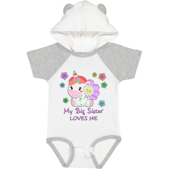 Inktastic My Big Sister Loves Me Cute Unicorn Boys or Girls Baby Bodysuit