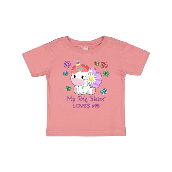 Inktastic My Big Sister Loves Me- cute unicorn Boys or Girls Baby T-Shirt
