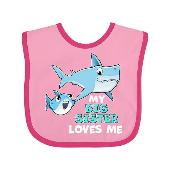 Inktastic My Big Sister Loves Me with Cute Sharks Boys or Girls Baby Bib