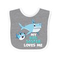 thumbnail image 1 of Inktastic My Big Sister Loves Me with Cute Sharks Boys or Girls Baby Bib, 1 of 4