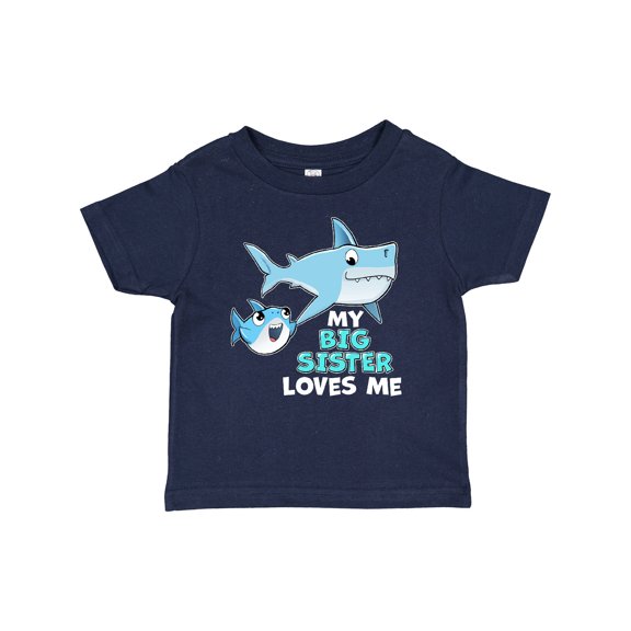 Inktastic My Big Sister Loves Me with Cute Sharks Boys or Girls Baby T-Shirt