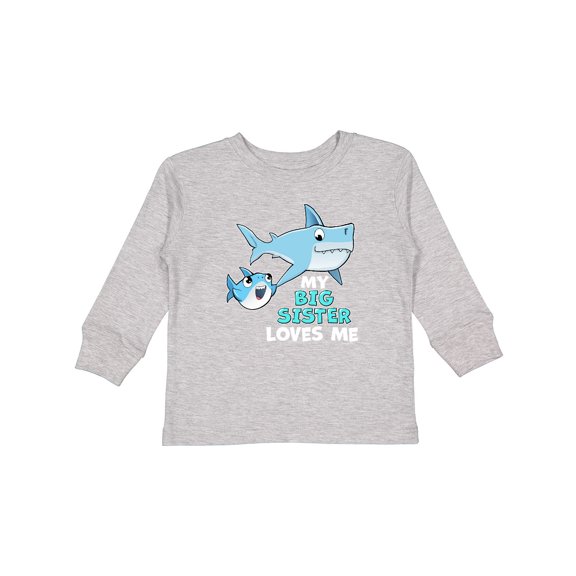 Inktastic My Big Sister Loves Me with Cute Sharks Boys or Girls Long Sleeve Toddler T-Shirt