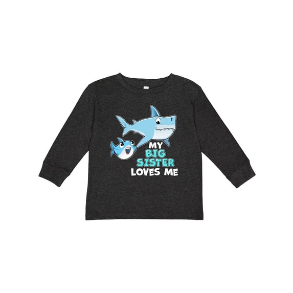 Inktastic My Big Sister Loves Me with Cute Sharks Boys or Girls Long Sleeve Toddler T-Shirt
