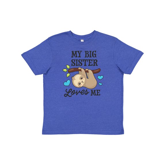 Inktastic My Big Sister Loves Me with Sloth and Hearts Youth T-Shirt