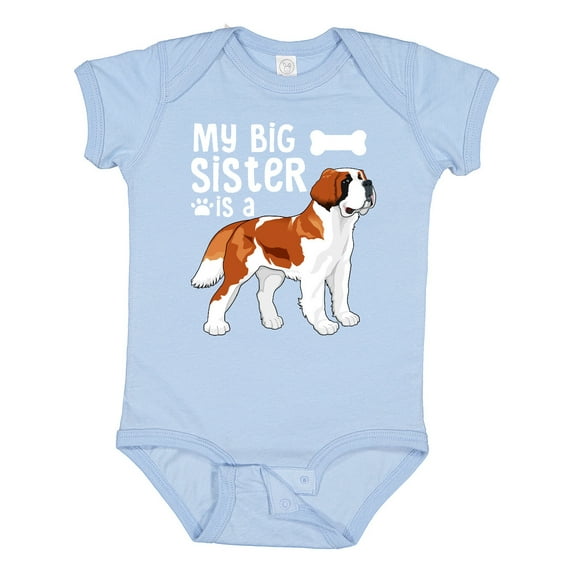 Inktastic My Big Sister is a Saint Bernard (white) Boys or Girls Baby Bodysuit