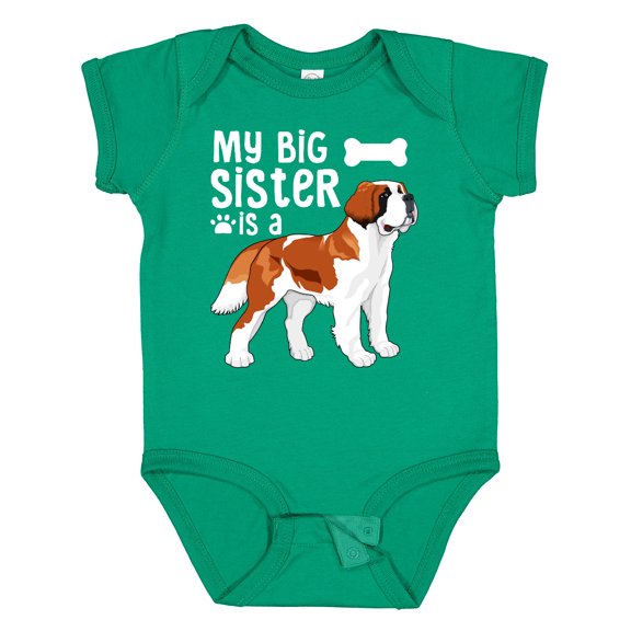 Inktastic My Big Sister is a Saint Bernard (white) Boys or Girls Baby Bodysuit