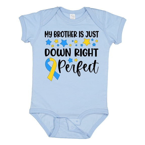 Inktastic My Brother is Just Down Right Perfect Down Syndrome Awareness Ribbon Boys or Girls Baby Bodysuit