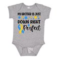 thumbnail image 1 of Inktastic My Brother is Just Down Right Perfect Down Syndrome Awareness Ribbon Boys or Girls Baby Bodysuit, 1 of 5