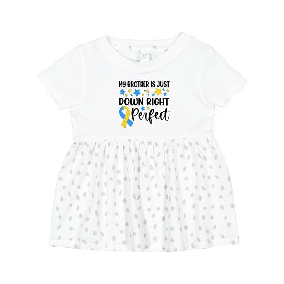 Inktastic My Brother is Just Down Right Perfect- Down Syndrome Awareness Ribbon Girls Baby Dress