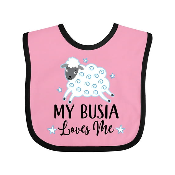 Inktastic My Busia Loves Me Baby Lamb Boys or Girls Baby Bib