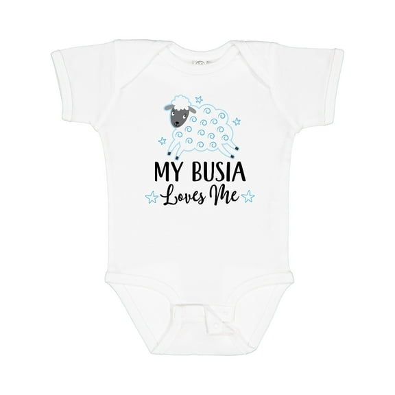 Inktastic My Busia Loves Me Baby Lamb Boys or Girls Baby Bodysuit