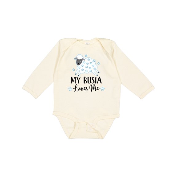 Inktastic My Busia Loves Me Baby Lamb Boys or Girls Long Sleeve Baby Bodysuit