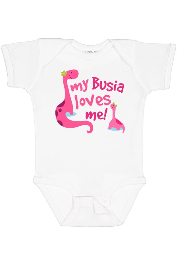 My Busia Loves Me Girl Dinosaur Girls Baby Bodysuit