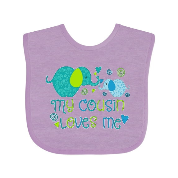 Inktastic My Cousin Loves Me- Cute Elephants Boys or Girls Baby Bib