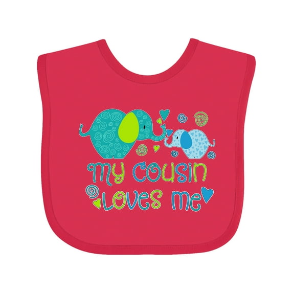 Inktastic My Cousin Loves Me Cute Elephants Boys or Girls Baby Bib